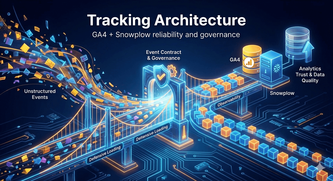 Tracking Architecture: GA4 + Snowplow reliability and governance