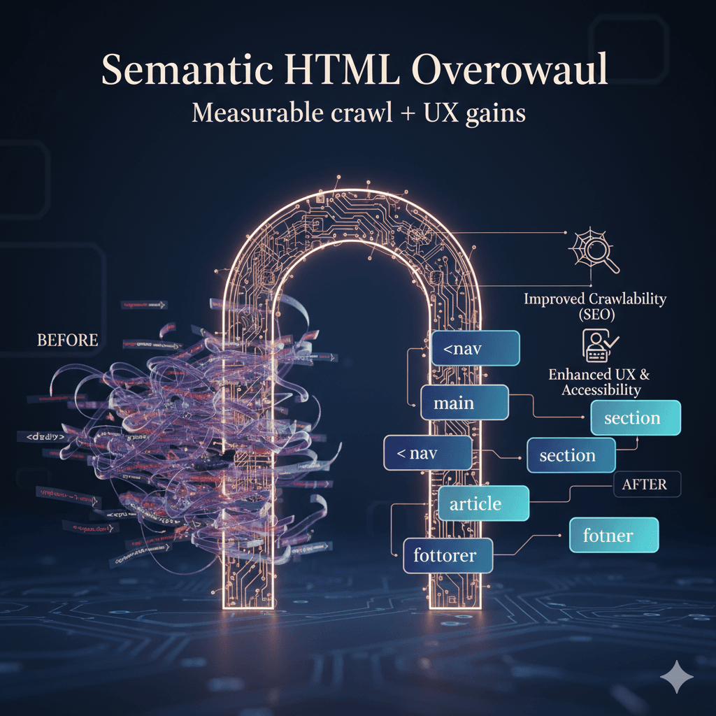Semantic HTML Overhaul: Measurable crawl + UX gains
